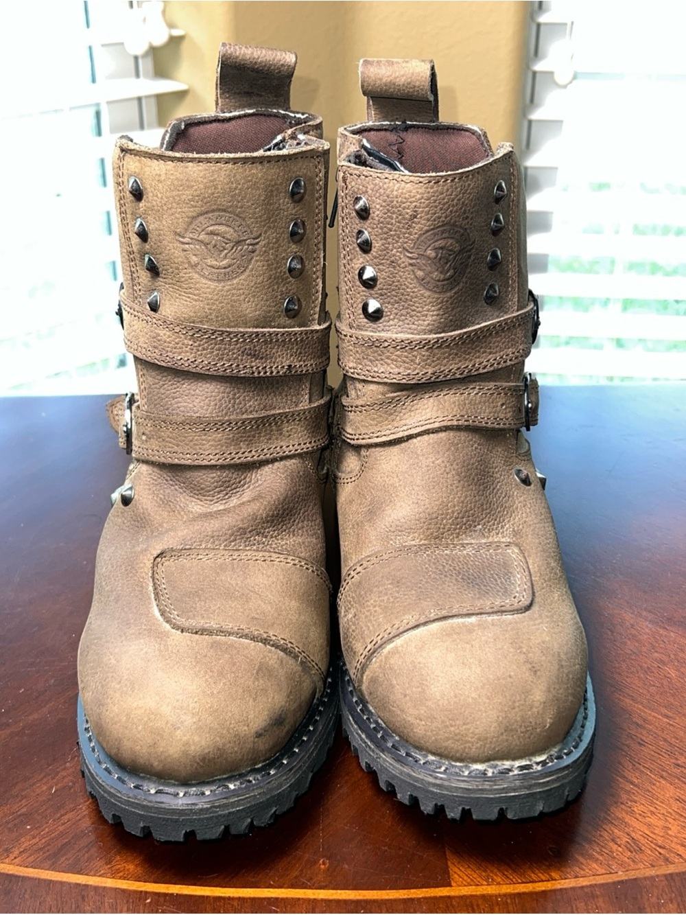 Milwaukee Leather Women Brown Leather Double Strap Motorcycle Rider Boots Sz 8.5